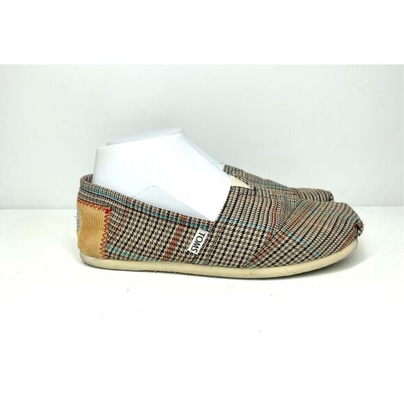 Toms Classic Academy Multi Plaid Slip On Shoes Flats Browns Corduroy Women 7 - Picture 3 of 9
